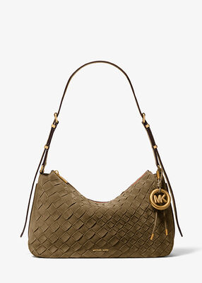 michael kors nolita medium hand woven suede shoulder bag