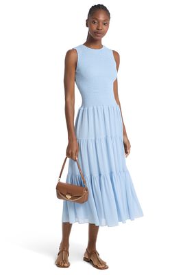 michael kors smocked georgette midi dress