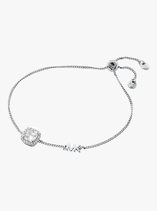 michael kors precious metal plated sterling silver logo slider bracelet