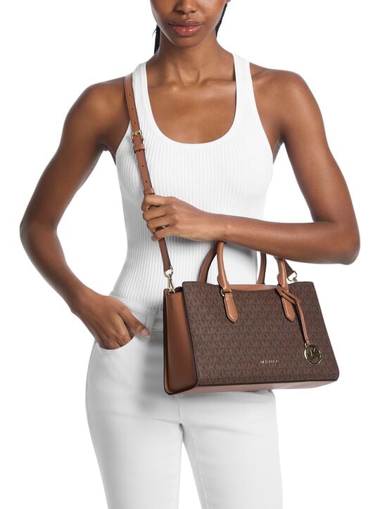 Arden Medium Signature Logo Top-Zip Satchel michael kors arden medium signature logo top zip satchel