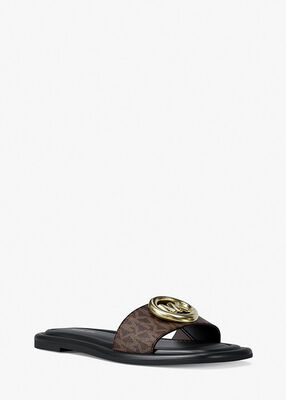 michael kors milan signature logo slide sandal