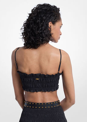 michael kors smocked cotton poplin bra top