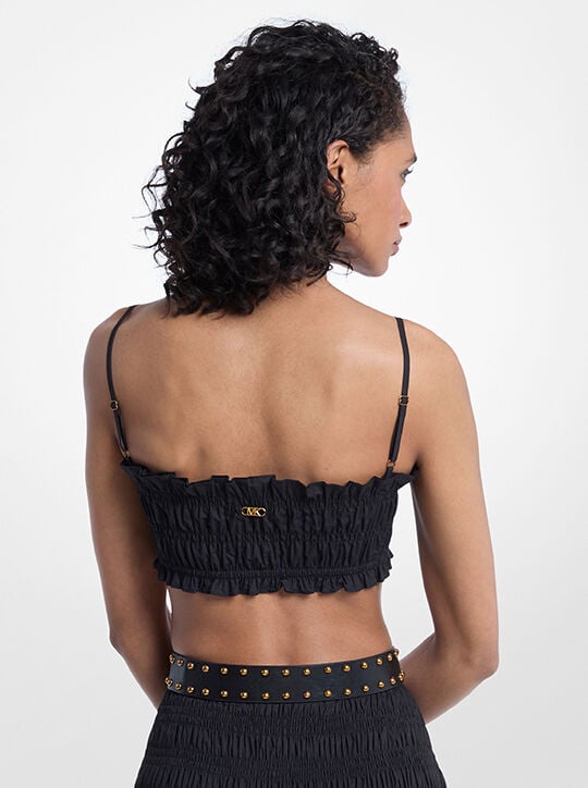Smocked Cotton Poplin Bra Top michael kors smocked cotton poplin bra top