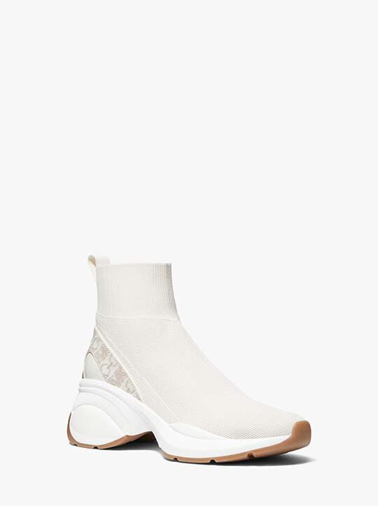 michael kors zuma stretch knit and empire signature logo sock sneaker