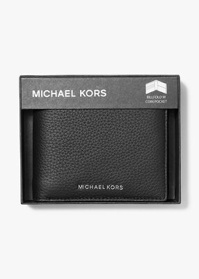 michael kors hudson pebbled leather billfold wallet