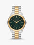 michael kors slim runway three hand two tone stainless steel watch