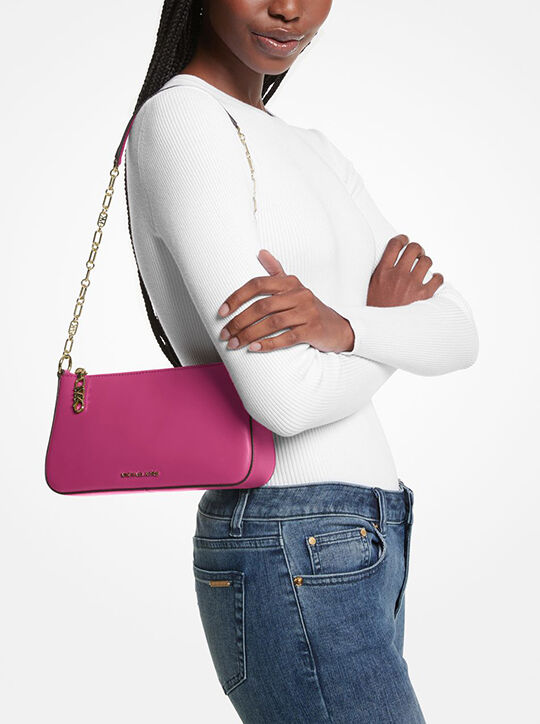 michael kors حقيبة إمباير متوسطة الحجم من الجلد بسلسلة