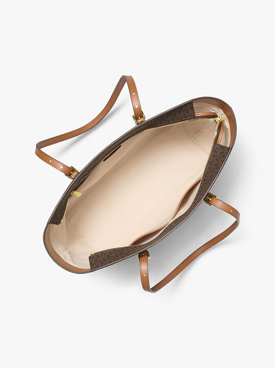 michael kors quinn large signature logo and leather tote bag