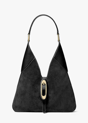 michael kors حقيبة كتف كورنيليا متوسطة الحجم من جلد الغزال