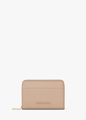 michael kors jet set small pebbled leather zip around card case