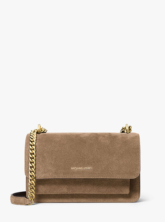michael kors claire large suede shoulder bag