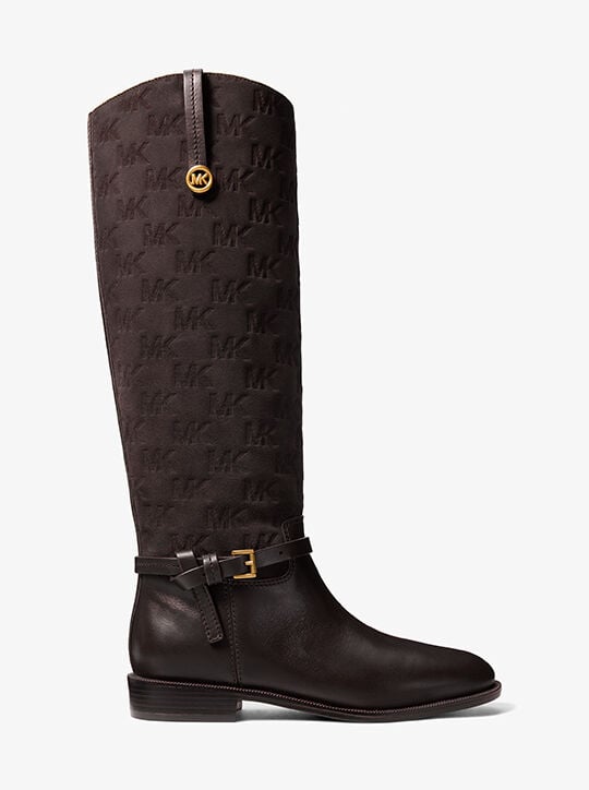michael kors beverly quited suede and leather riding boot