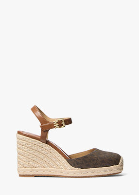 michael kors kenzie signature logo espadrille wedge
