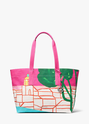 michael kors x christina zimpel large cotton canvas tote bag