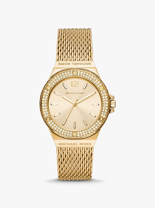 Lennox Pavé Gold-Tone Mesh Watch michael kors lennox pav gold tone mesh watch