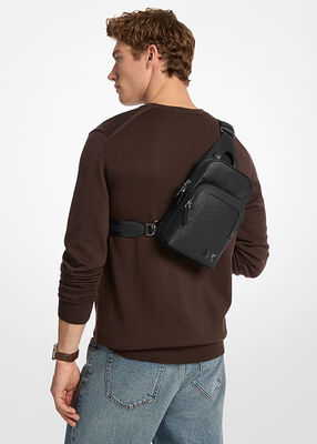 michael kors edison scratch resistant crossgrain leather sling pack