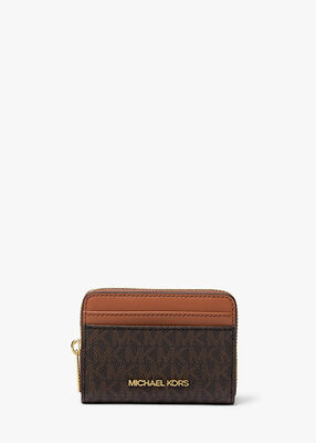 michael kors jet set travel medium logo zip around card case
