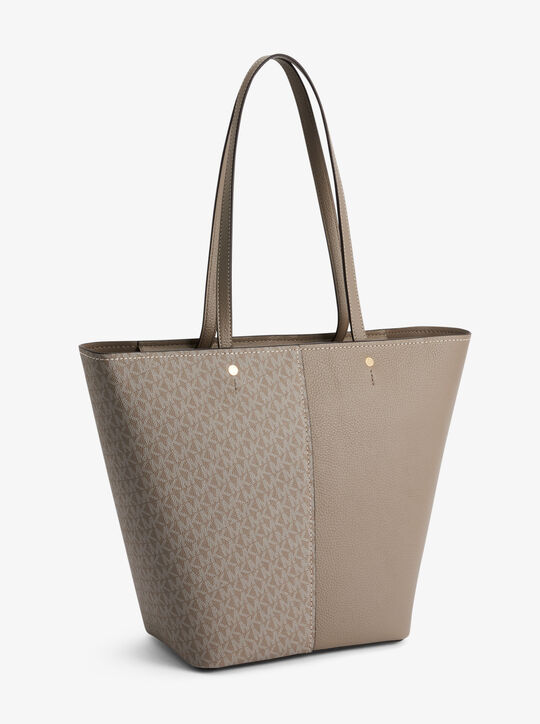 michael kors flora large signature logo and leather tote bag