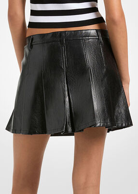 michael kors pleated patent mini skirt