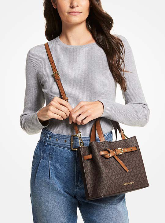 美品 MICHAEL KORS Emilia Emilia Small Logo Satchel, BROWN | Michael Kors UAE