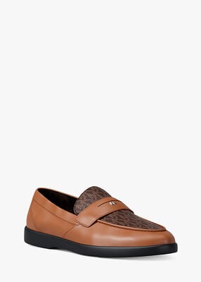 michael kors wesley leather and signature logo loafer
