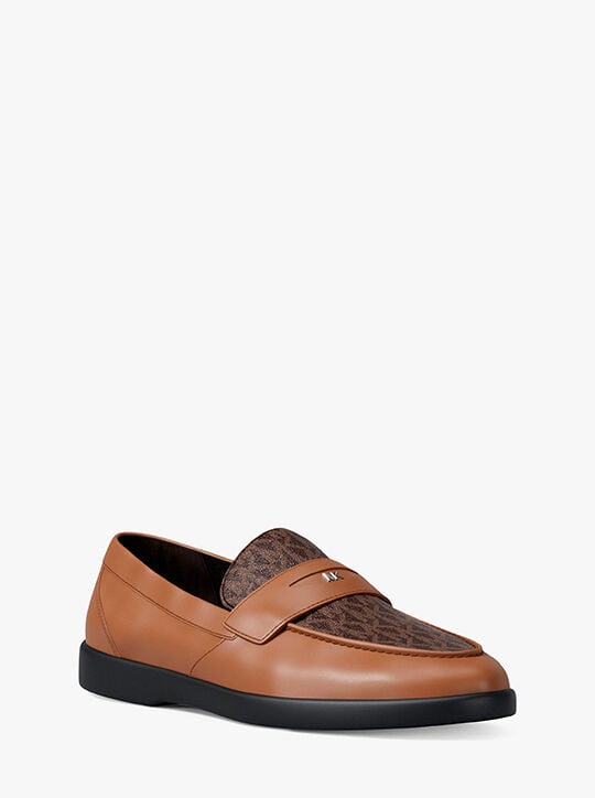 michael kors wesley leather and signature logo loafer