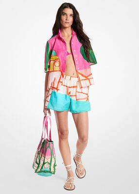 michael kors x christina zimpel cotton lawn shorts