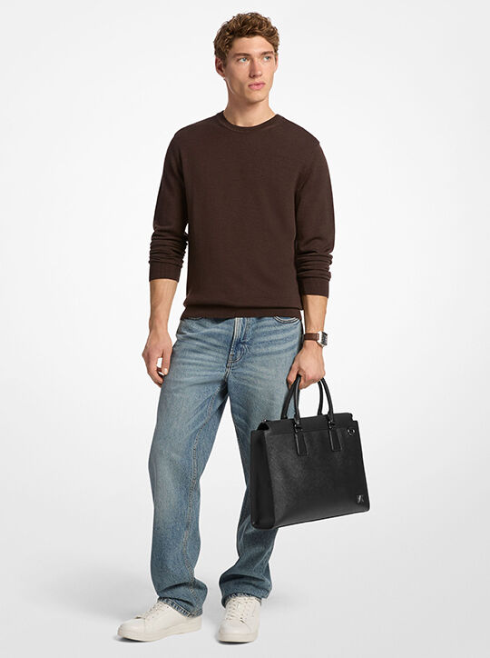 michael kors حقيبة إديسون متوسطة الحجم مصنوعة من الجلد المقاوم للخدش