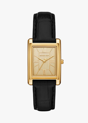 michael kors essex gold tone and crocodile embossed leather watch