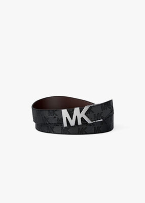 michael kors حزام جلدي قابل للعكس وإبزيم