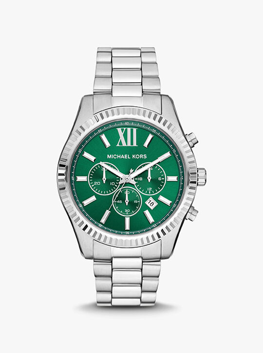 michael kors oversized lexington silver tone watch