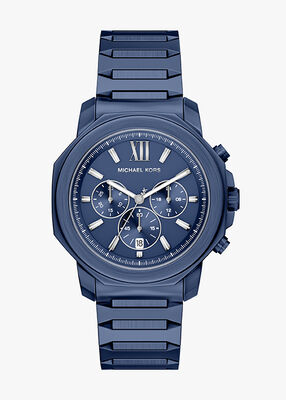 michael kors ساعة مايكل كورس بريسكوت كرونوغراف من الفولاذ المقاوم للصدأ الأزرق