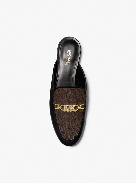 Tiffanie Signature Logo and Leather Mule, BLK/BROWN | Michael Kors UAE