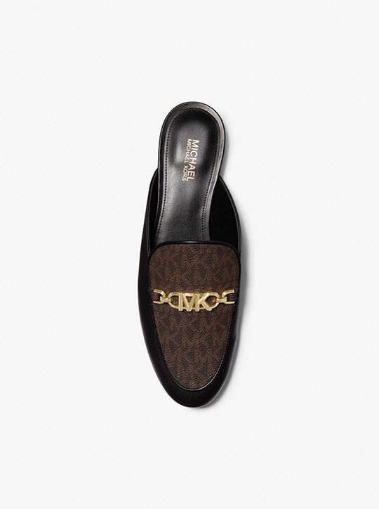 michael kors tiffanie signature logo and leather mule