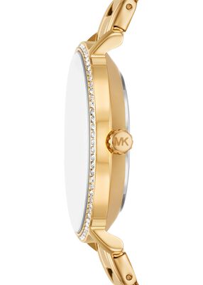 michael kors mini pyper pav  gold tone watch and jewelry gift set