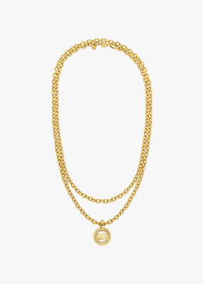 michael kors قلادة بشعار الماركة بطبقتين