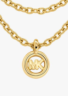 michael kors قلادة بشعار الماركة بطبقتين