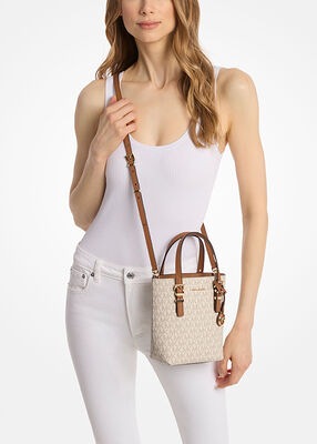 michael kors quinn extra small signature logo and leather convertible tote bag