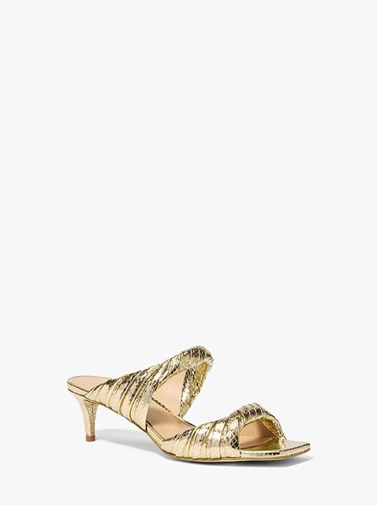 michael kors kiana metallic snake embossed leather sandal