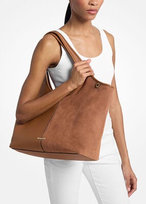 michael kors henly large leather and suede tote bag