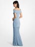 Pleated Stretch Knit Off-The-Shoulder Maxi Dress michael kors pleated stretch knit off the shoulder maxi dress