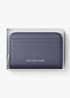 michael kors jet set small pebbled leather zip around card case