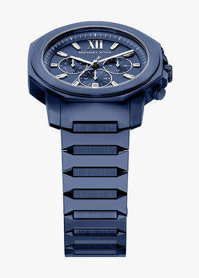 michael kors ساعة مايكل كورس بريسكوت كرونوغراف من الفولاذ المقاوم للصدأ الأزرق