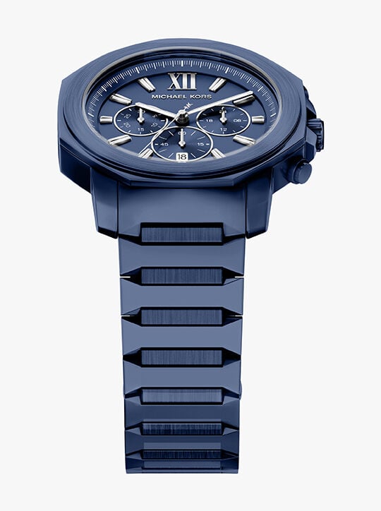 michael kors prescott chronograph blue stainless steel watch