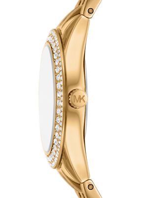 michael kors mini harlowe pav  gold tone watch