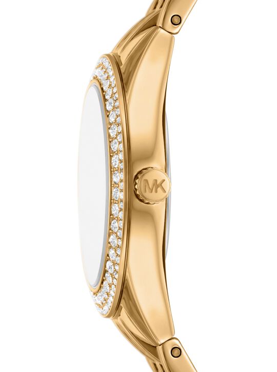 Mini Harlowe Pavé Gold-Tone Watch michael kors mini harlowe pav gold tone watch