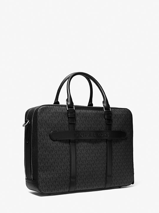 Hudson Logo and Leather Double-Gusset Briefcase michael kors hudson logo and leather double gusset briefcase