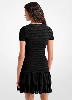 michael kors فستان قصير من قماش جورجيت مكشكش