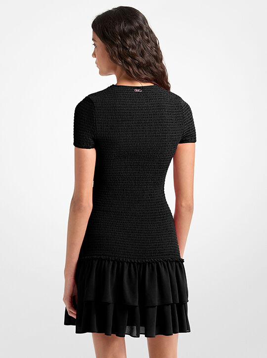 Smocked Georgette Ruffle Mini Dress michael kors smocked georgette ruffle mini dress