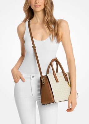 michael kors laila medium signature logo satchel